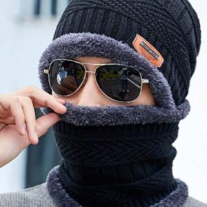Head & Neck Cap Beanies Combo – Woolen Winter Beanie Cap With Neck Warmer Muffler For Men And Women(random Color)
